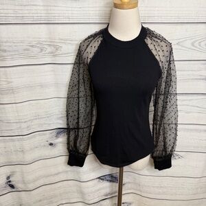 Elegant Black Sheer Sleeve Top